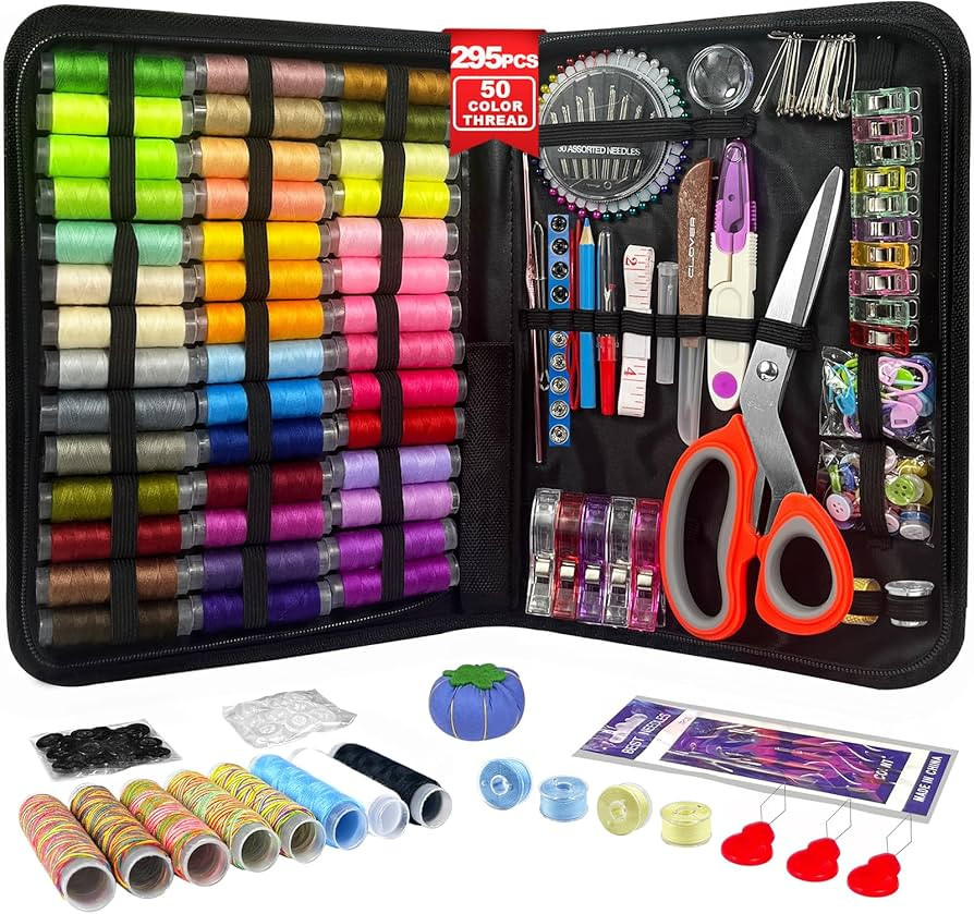 HYHJMISTY Sewing Kit for Adults, 50 Color Sewing Thread Kit, 295PCS Sewing Accessories with Ergon... | Amazon (US)
