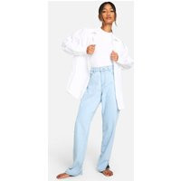 boohoo Women's Basics High Waisted Split Hem Straight Leg Jeans in Bleach Wash | Size: 16/32L | Denim | boohoo (US & Canada)