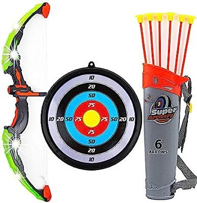 Toysery Bow and Arrow for Kids with LED Flash Lights - Archery Bow with 6 Suction Cups Arrows, Ta... | Amazon (US)