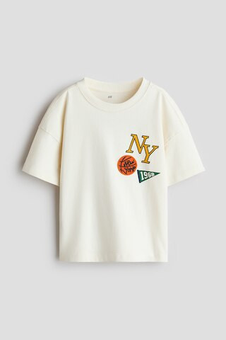 H & M - Oversized Printed Cotton T-Shirt - Cream/Nyc | H&M (US + CA)