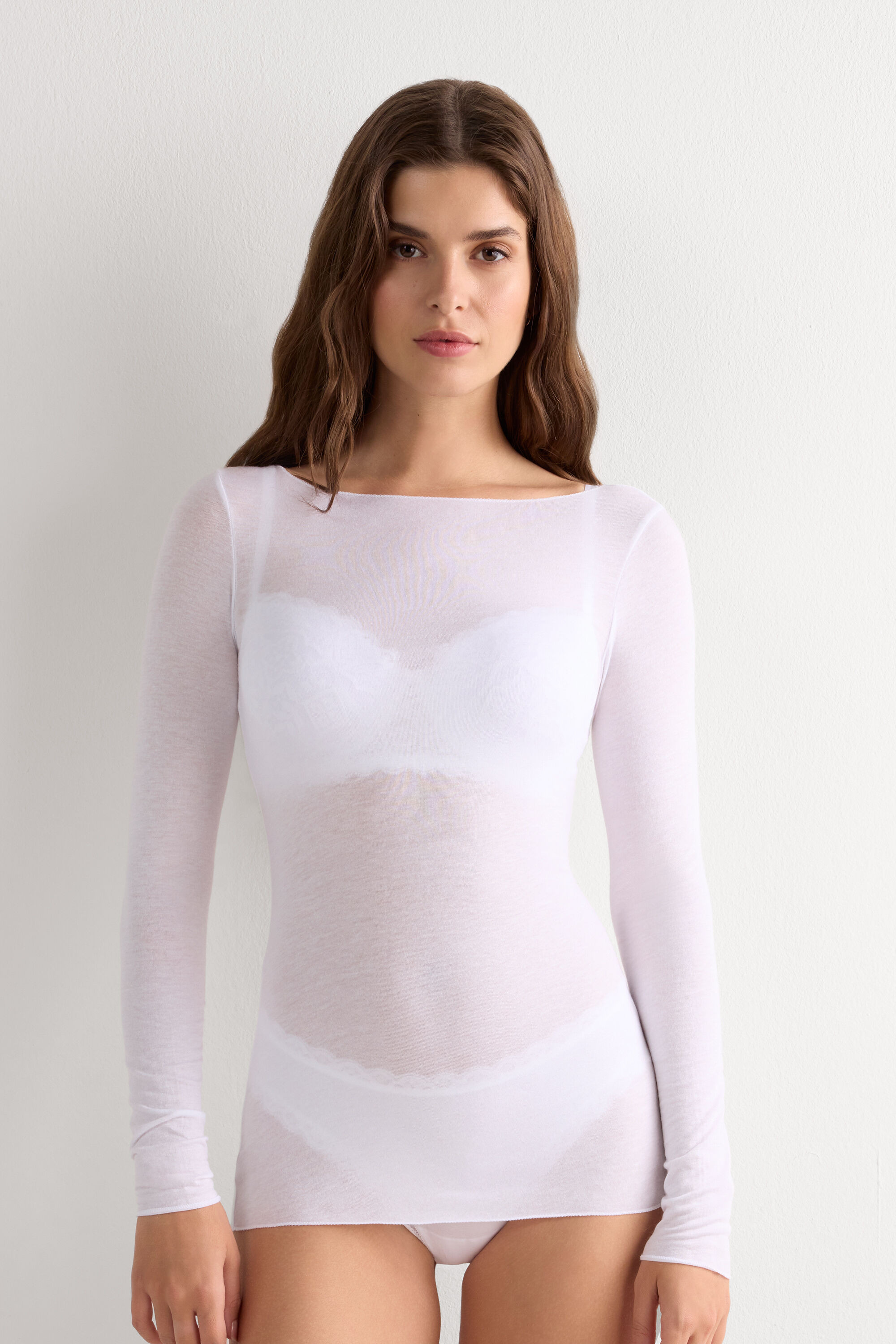 Sheer Cashmere Boat Neck Shirt | Intimissimi | Intimissimi (US)