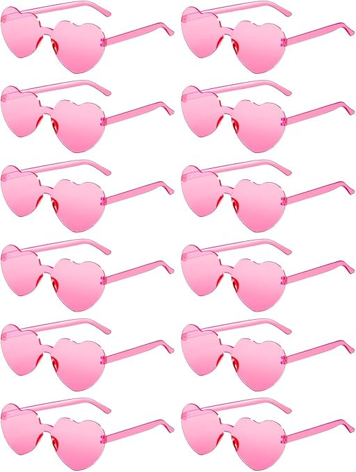12 Pairs Heart Shaped Sunglasses for Women Colorful Glasses Fun Trendy Transparent Heart Sunglass... | Amazon (US)