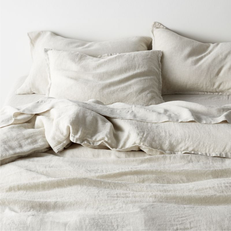 New Natural EUROPEAN FLAX -Certified Linen Warm Natural King Duvet Cover + Reviews | Crate & Barr... | Crate & Barrel