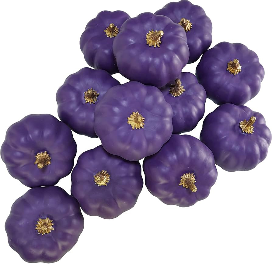 Amazon.com: Winlyn 12 Pcs Small Artificial Purple Pumpkins Decorative Halloween Pumpkins Foam Pum... | Amazon (US)
