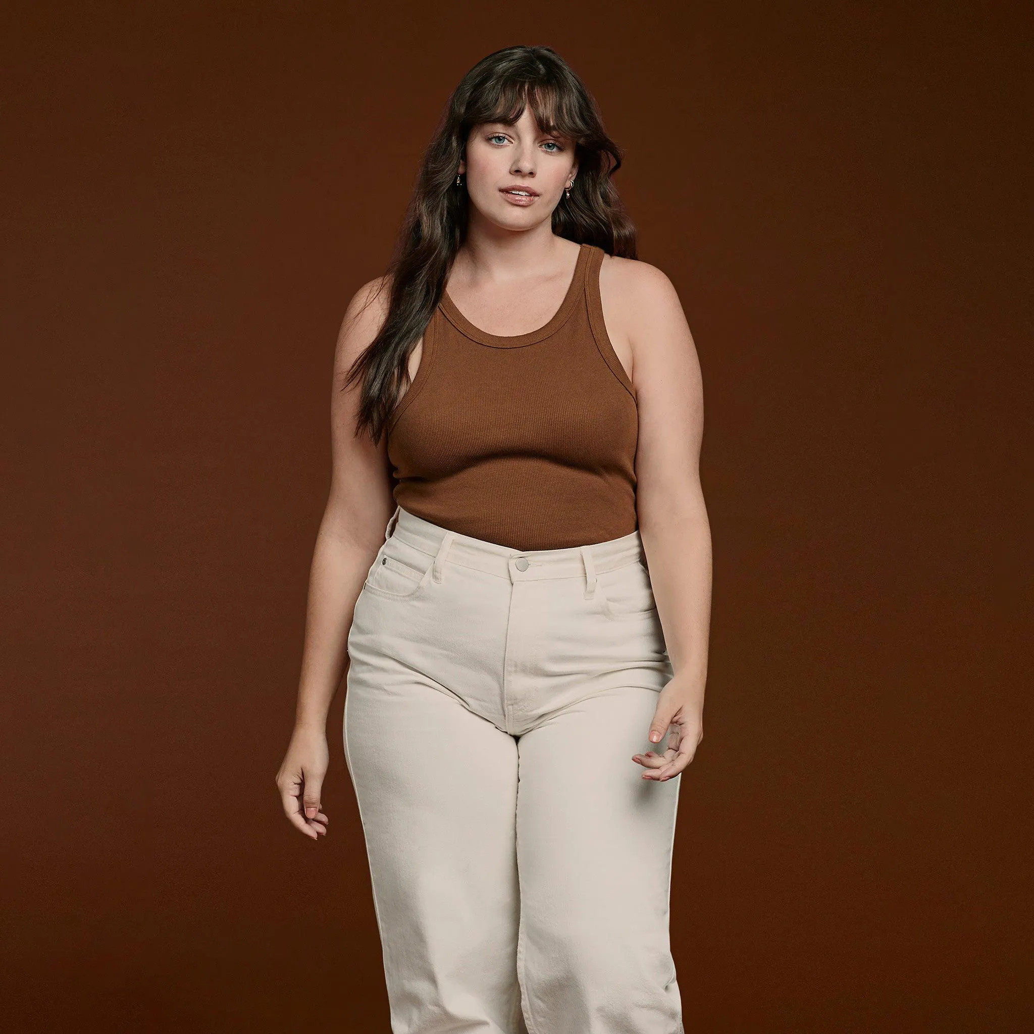 Women's Essential Rib Tank Top - Chocolate - nuuds | nuuds