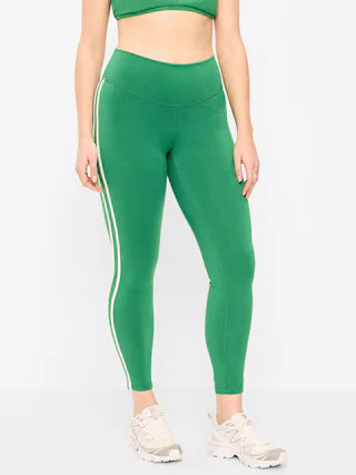 High-Waisted PowerChill Side-Striped 7/8 Leggings | Old Navy (US)