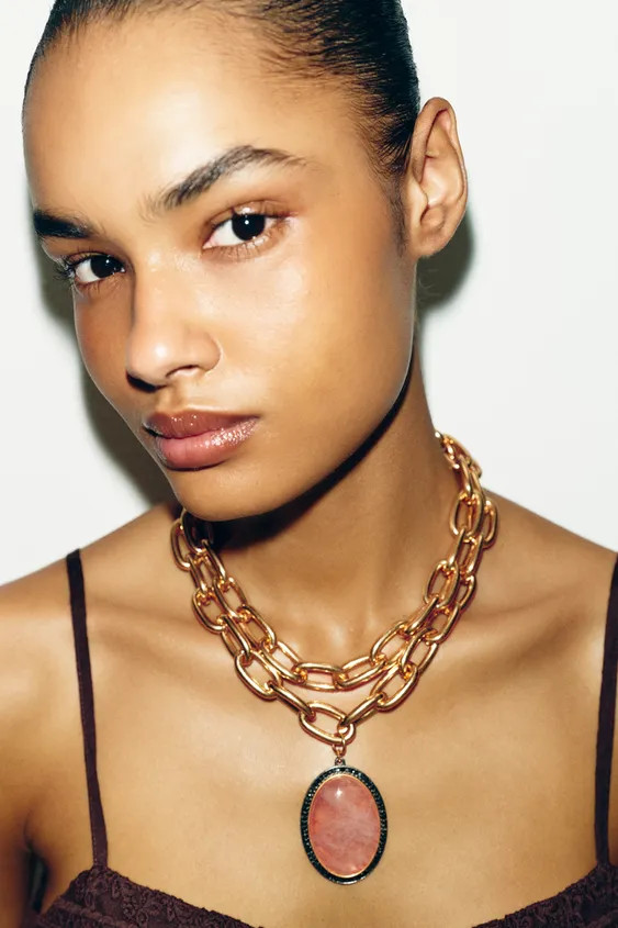 PACK OF 2 MAXI LINK STONE NECKLACES | Zara UK