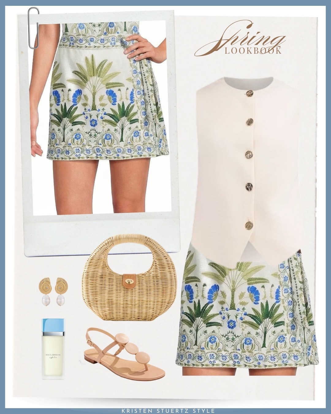 The prettiest mini skirt for spring! I’ve paired this floral print mini skirt from Dillards with a Loft button up vest, Jack Roger’s flat sandals, a Mark & Graham wicker bag and nautilus earrings. 


@ltk 
#date night outfits #spring outfits 2026 #spring dresses #easter dress women #vacation outfits beach #ltkshoecrush

#LTKOver40 #LTKTall #LTKootd