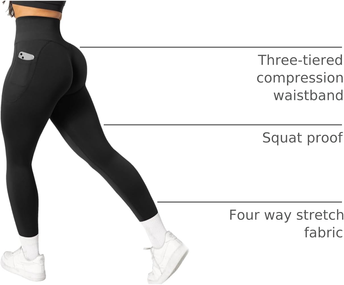 OMKAGI Women Scrunch Butt Lifting Leggings with Pockets Compression High Waisted Gym Workout Legg... | Amazon (US)