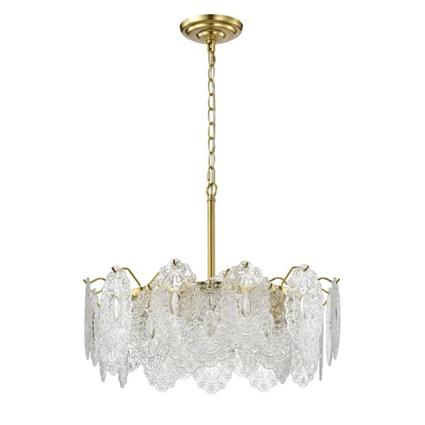 Isamary Brushed Shiny Brass 6-light Tiered Leaf-shaped Glass Chandelier E106A8983A8B4DCF9A60E65A2... | Wayfair North America