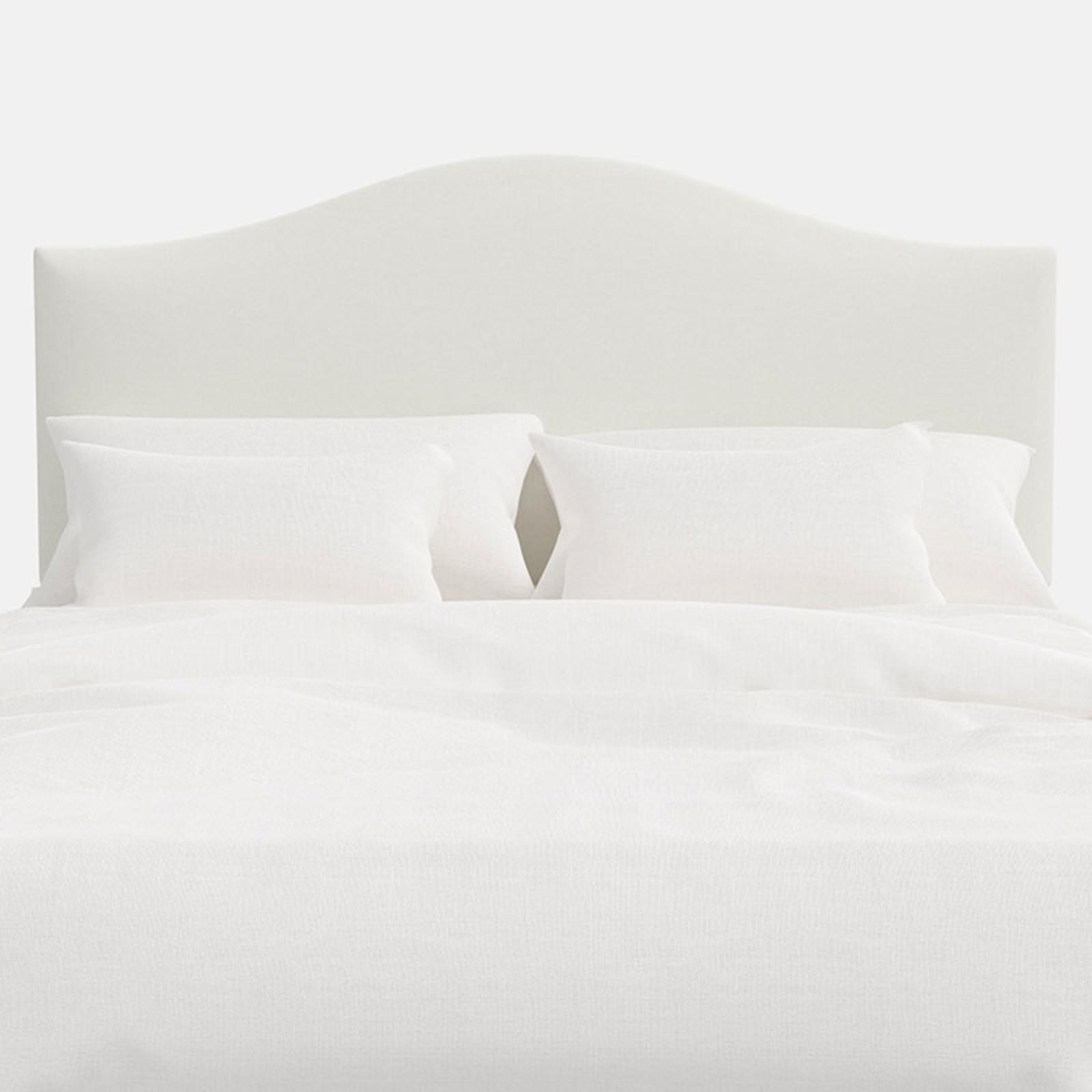 Saddle Textured Linen Headboard - White, Full | The Company Store