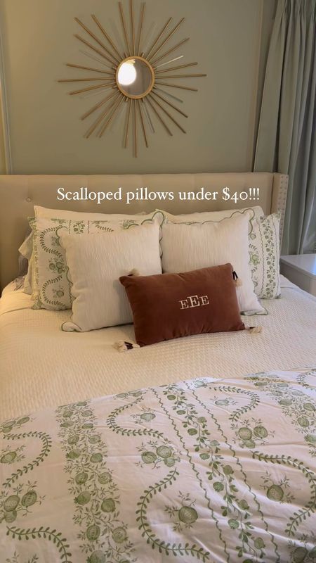 Green & white accent pillows 
Green and white scalloped pillows
Green trim scallop pillows
Scalloped pillows
Scalloped accent pillows
Set of pillows under $40
Grandmillennial pillow set
Coastal grandma pillows
Coastal grandmillennial pillows
Primary bedroom decor
Primary bedroom accent pillows
Grandmillennial bedroom decorr

#LTKstyletip #LTKhome #LTKfindsunder50