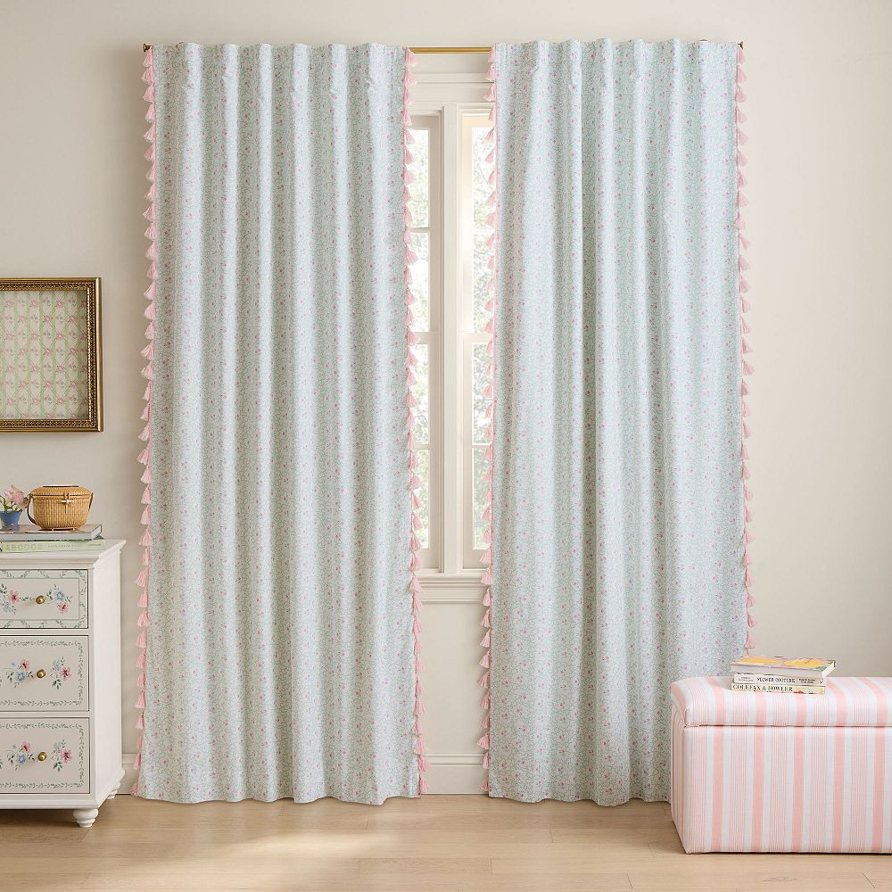 Hill House Home Clematis Scallop Blackout Window Panel | Pottery Barn Teen