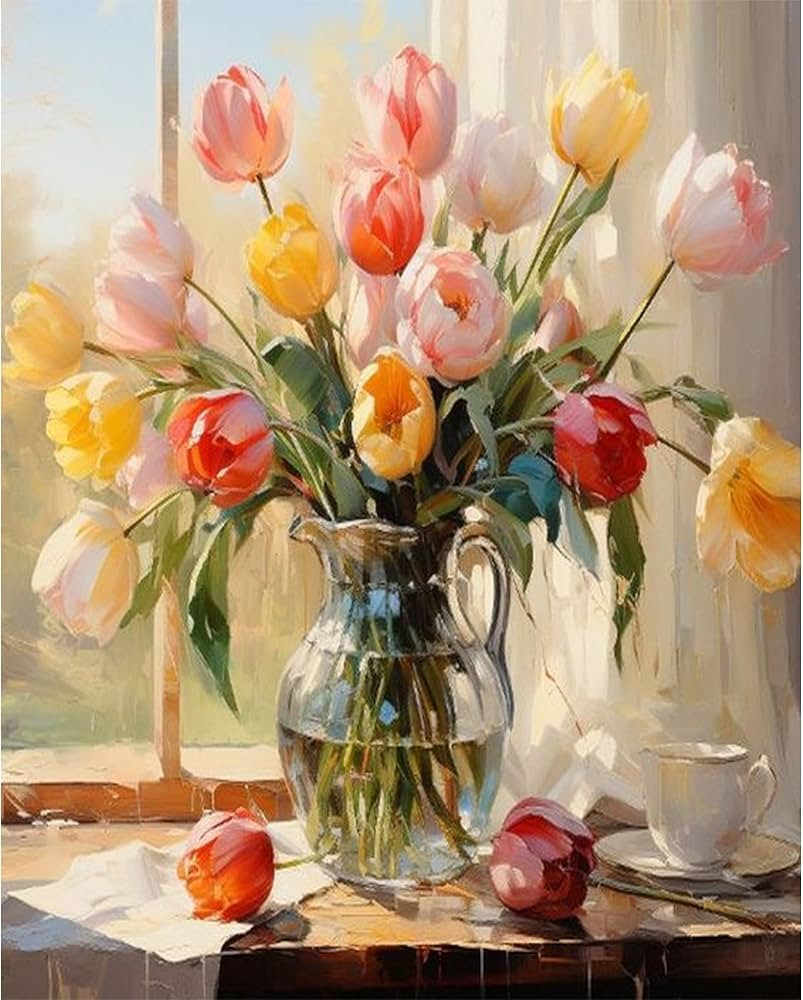 Flower Paint by Numbers Kit for Adults Canvas-Flower Paint by Numbers Kits for Adults,Flower Adul... | Amazon (US)