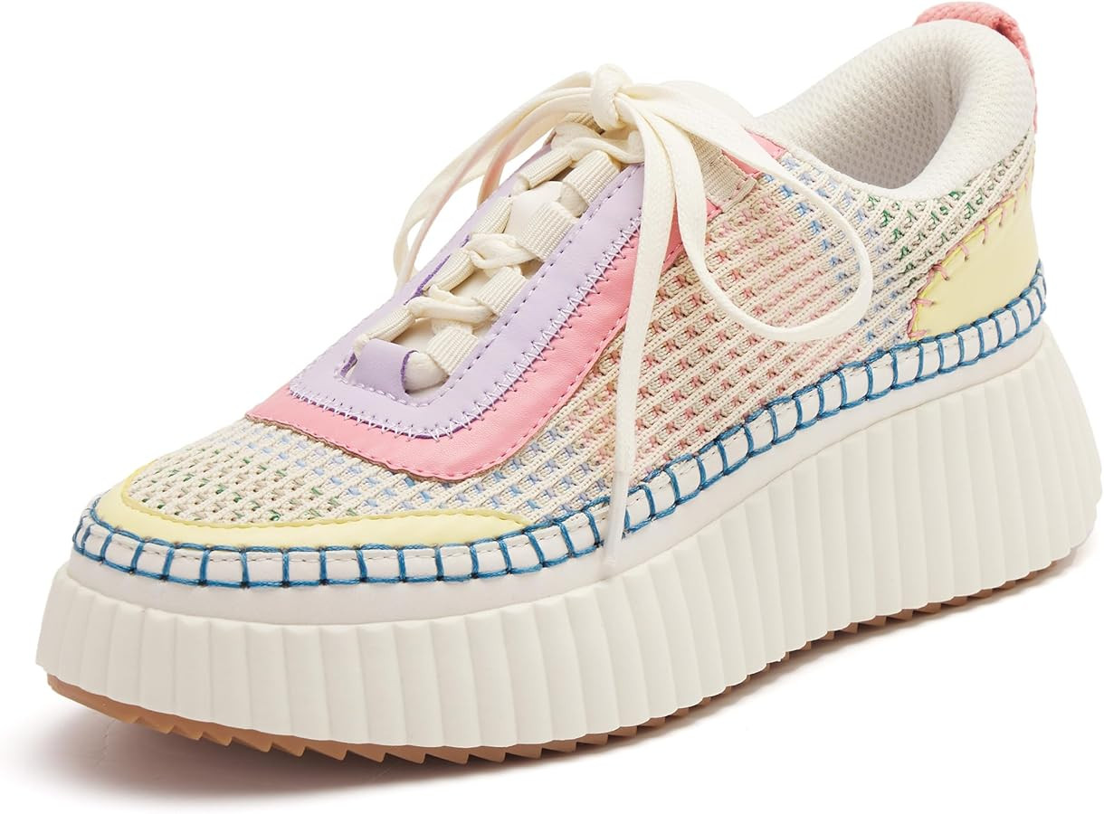 Women Lace Up Platform Woven Sneakers Comfortable Casual Fashion Sneaker Low Top Chunky Walking S... | Amazon (US)