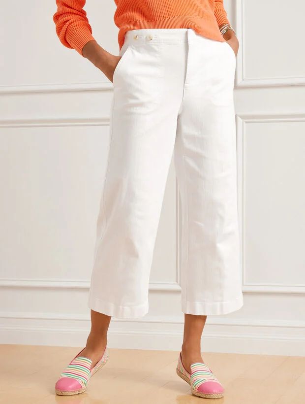 Crop Wide Leg Jeans - White | Talbots