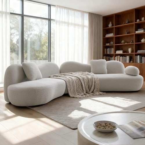 128 Inch Modern Oversized Curved Boucle Modular Sectional Sofa, 5-Seater | Amazon (US)