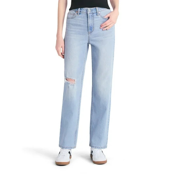 No Boundaries High-Rise Straight Leg Jeans, 32” Inseam, Women’s | Walmart (US)