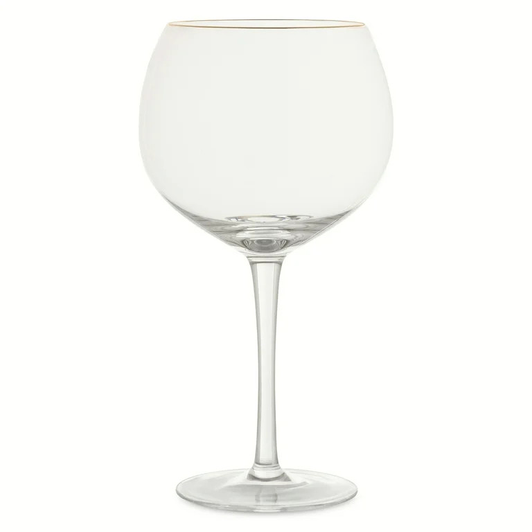 Thyme & Table 21 fl oz Sphere Stemmed Wine Glass with Gold Rim | Walmart (US)