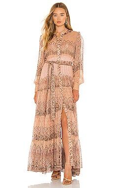 HEMANT AND NANDITA Noor Shirt Maxi Dress in Beige & Brown from Revolve.com | Revolve Clothing (Global)