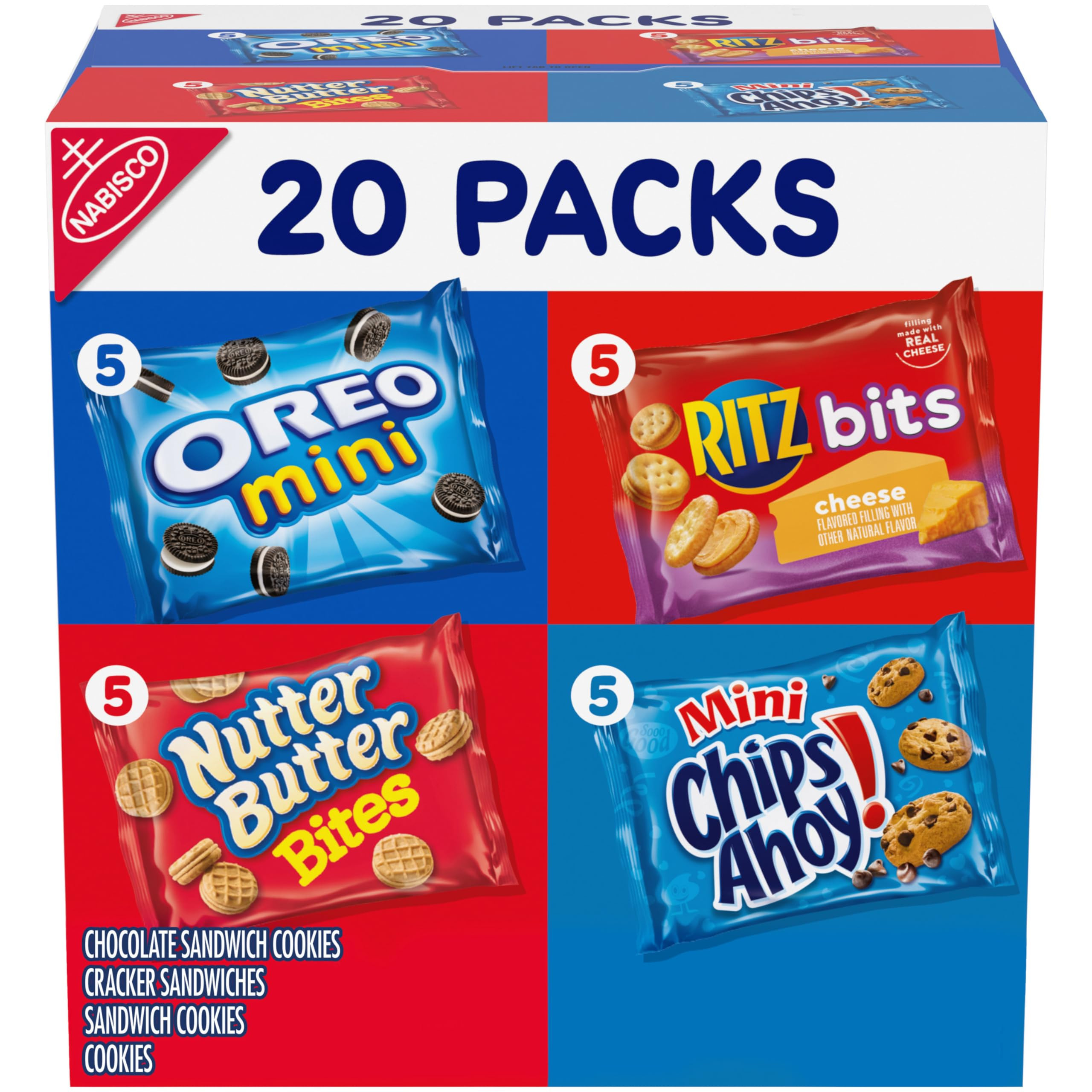 Nabisco Classic Mix Variety Pack, OREO Mini, CHIPS AHOY! Mini, Nutter Butter Bites, RITZ Bits Che... | Amazon (US)