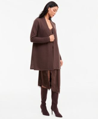 Charter Club Women's 100% Cashmere Split-Hem Long Cardigan, Macy's Exclusive - Classic Black | Macy's
