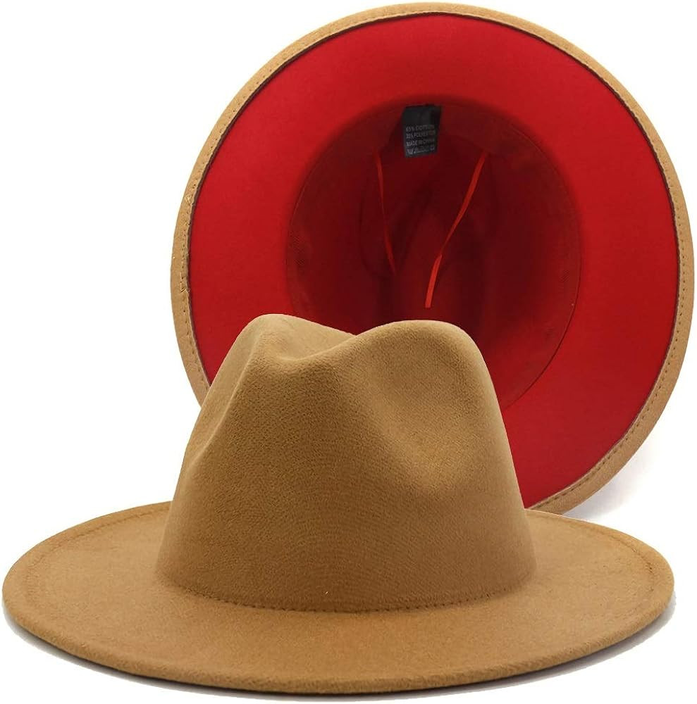 Clecibor Colorful Fedora Hats for Women,Winter Hats,Vintage Panama Hat,Wide Brim Woolen Cotton Hat | Amazon (US)