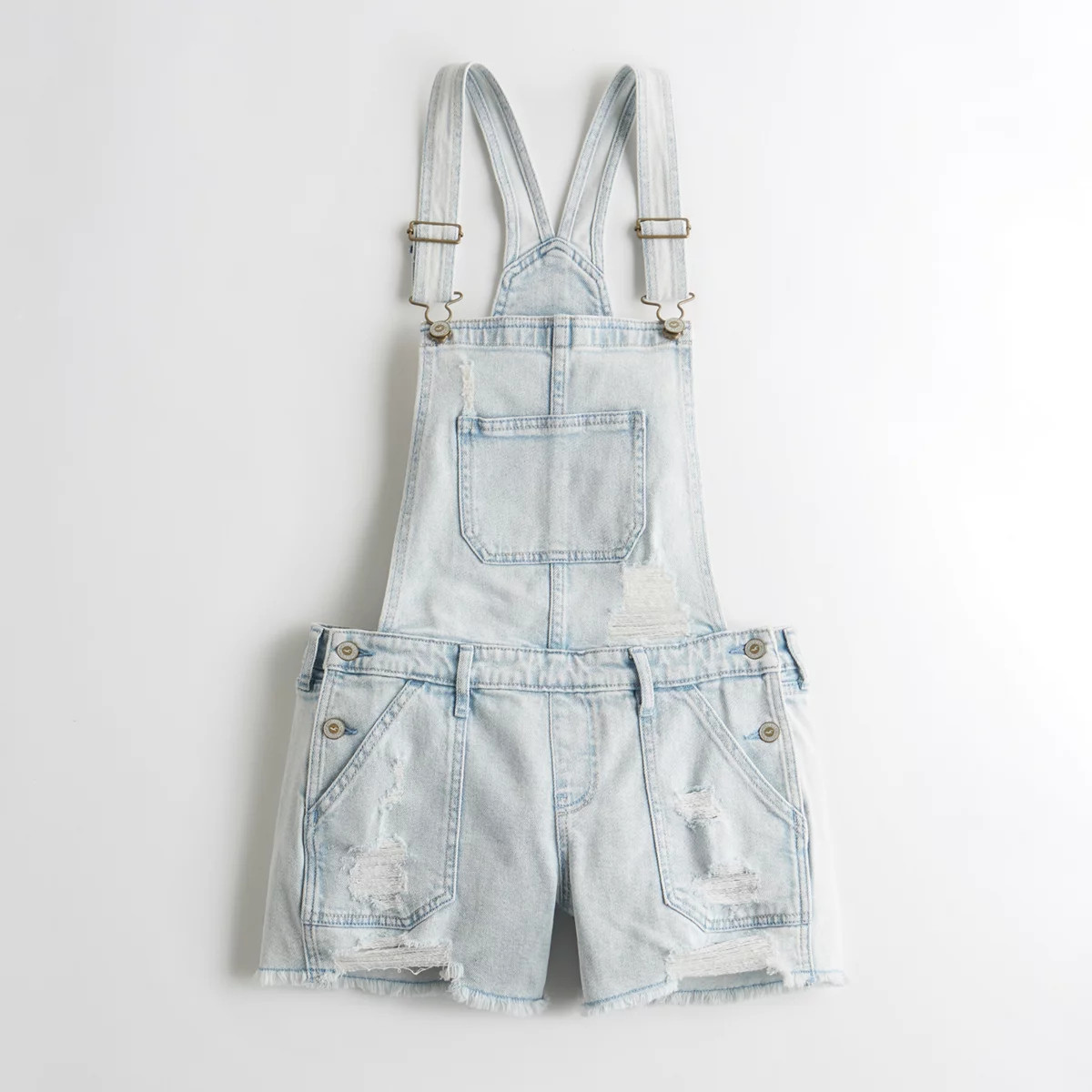 Girls Vintage Stretch Low-Rise Short Overalls from Hollister | Hollister US