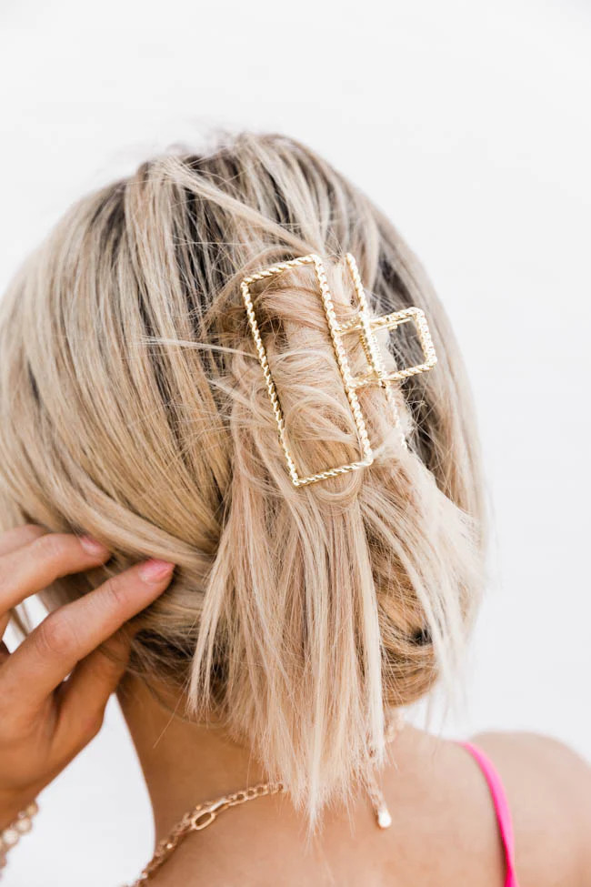 Famous Love Story Square Gold Hair Claw | The Pink Lily Boutique