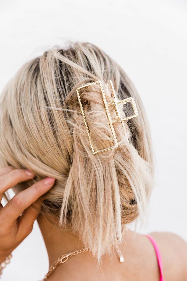 Famous Love Story Square Gold Hair Claw | The Pink Lily Boutique