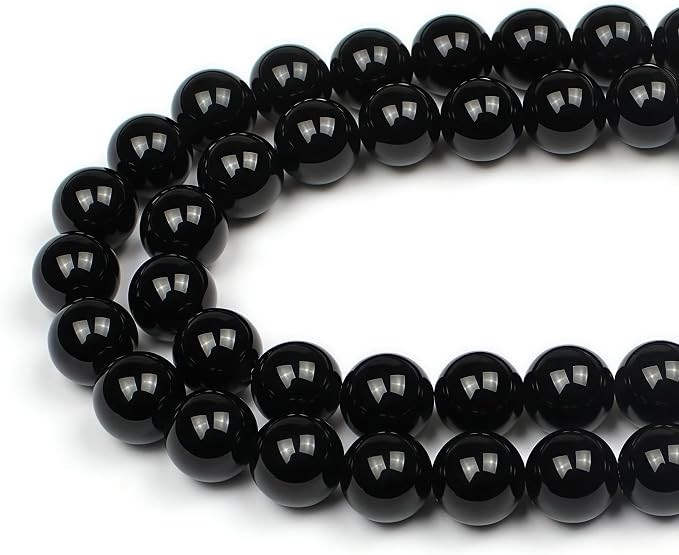 MJDCB Natural Stone Bead Black Onyx Gemstone Loose Beads for Jewelry Making Bracelet Necklace 8mm | Amazon (US)