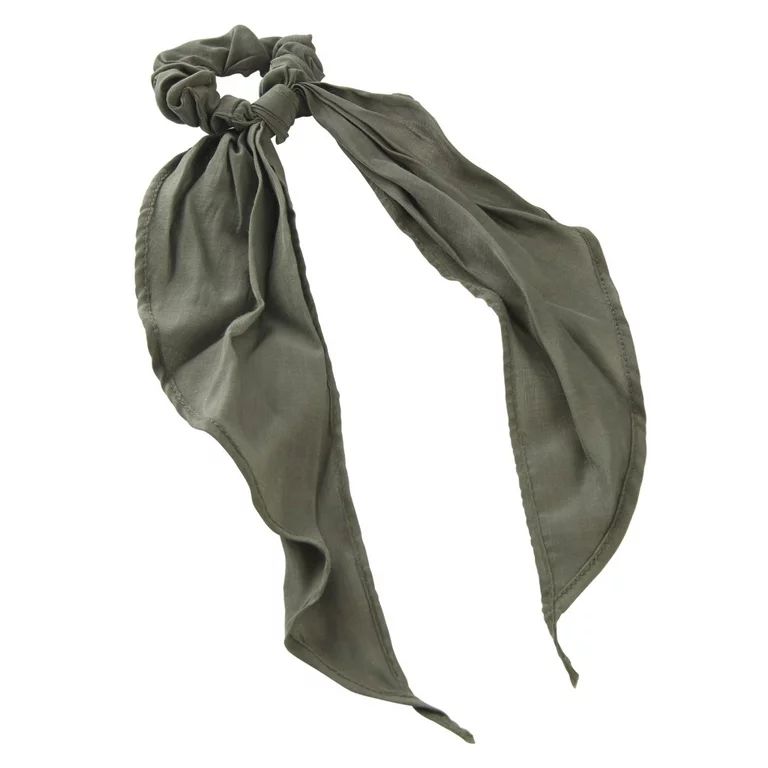 Wild Primrose by Scunci Fashion Scrunchie with Long Bow Scarf in Olive Green, 1ct | Walmart (US)