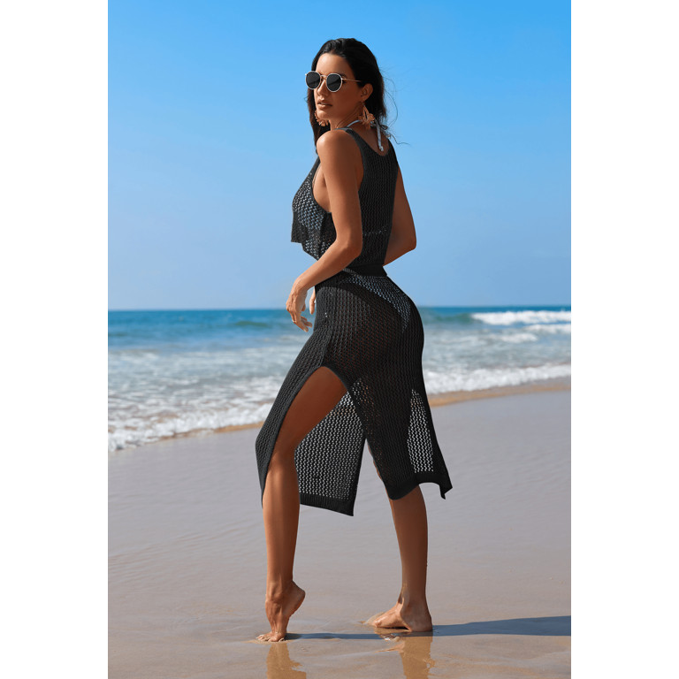 Pink Queen 2024 Women 2 Piece Swimsuit Crochet Hollow Out Swim Cover Up Bikini Swimwear Knit Mesh... | Walmart (US)