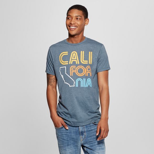 Men's Short Sleeve Cali-For-Nia Graphic T-Shirt - Awake Navy | Target