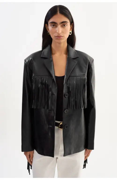 LAMARQUE Rianne | Leather Fringe Jacket in Black at Nordstrom, Size X-Small | Nordstrom