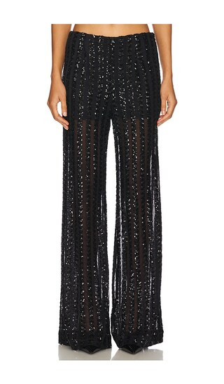 Striped Sequin Trousers in Black | Revolve Clothing (Global)