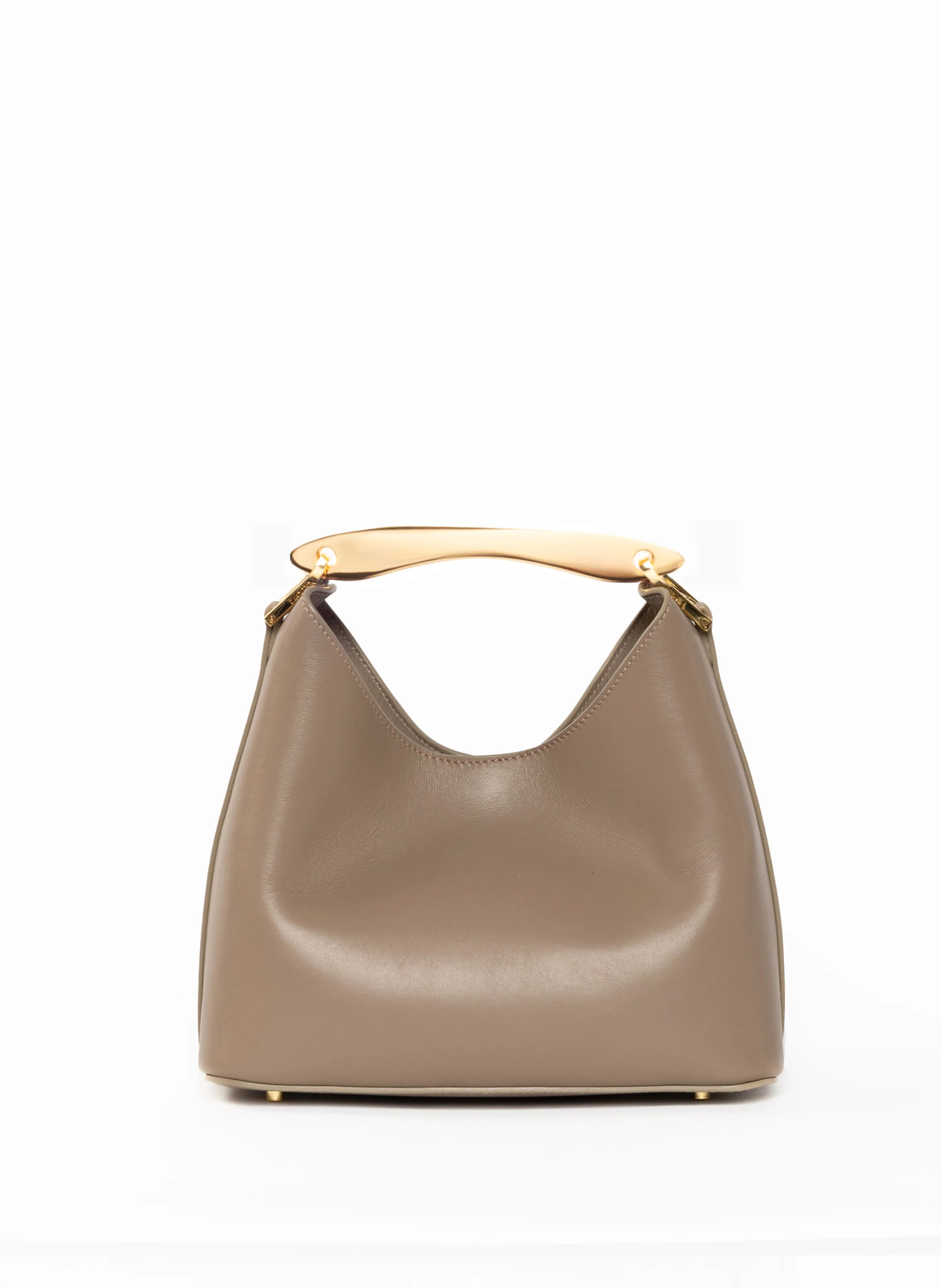 Small Boomerang Leather Taupe - Leather Handbags for Women - Elleme | Elleme