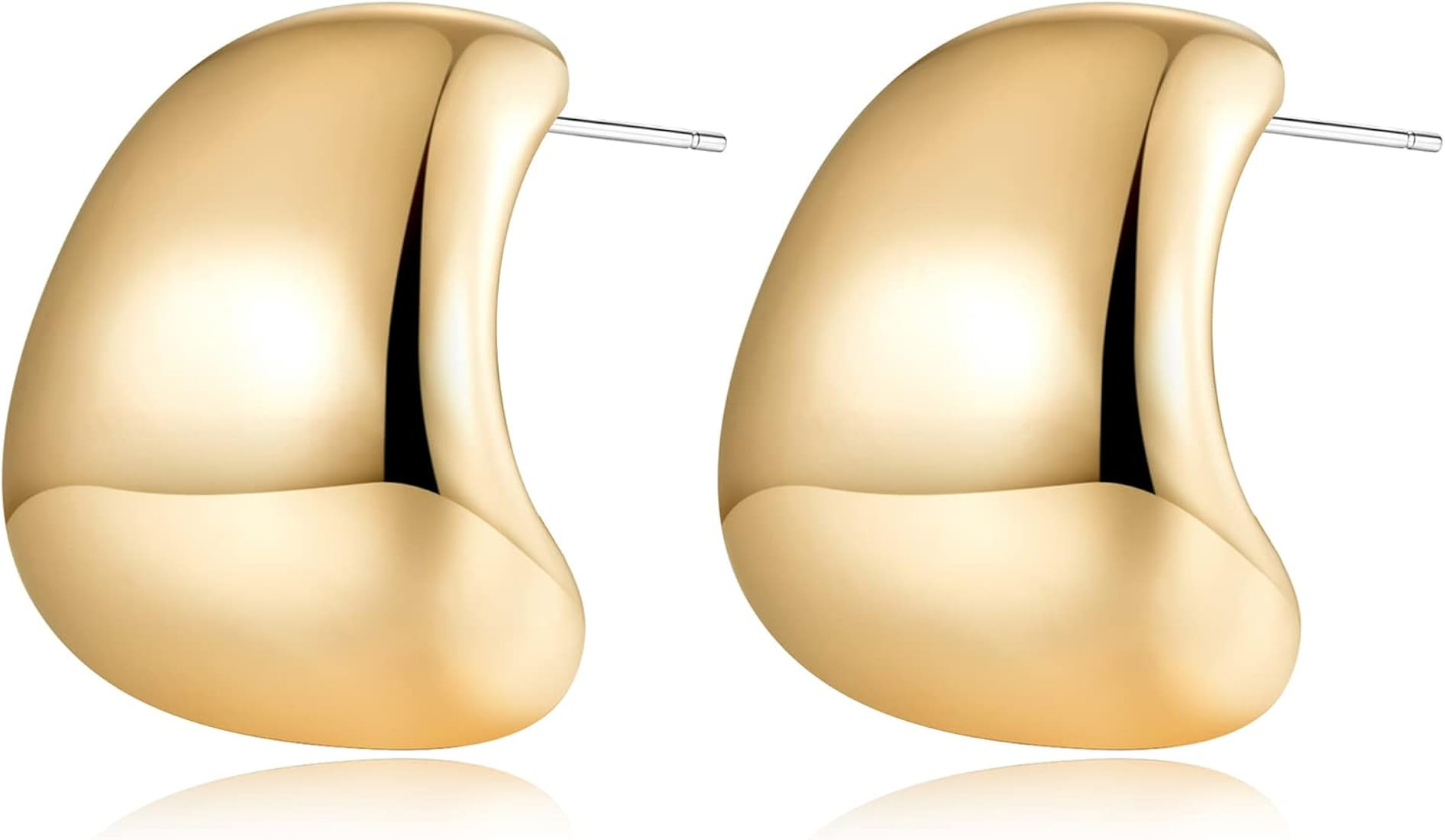 Dainty Chunky Thick Earrings for Women,Gold Silver Polished Earrings Lightweight Jewelry Gifts | Amazon (US)