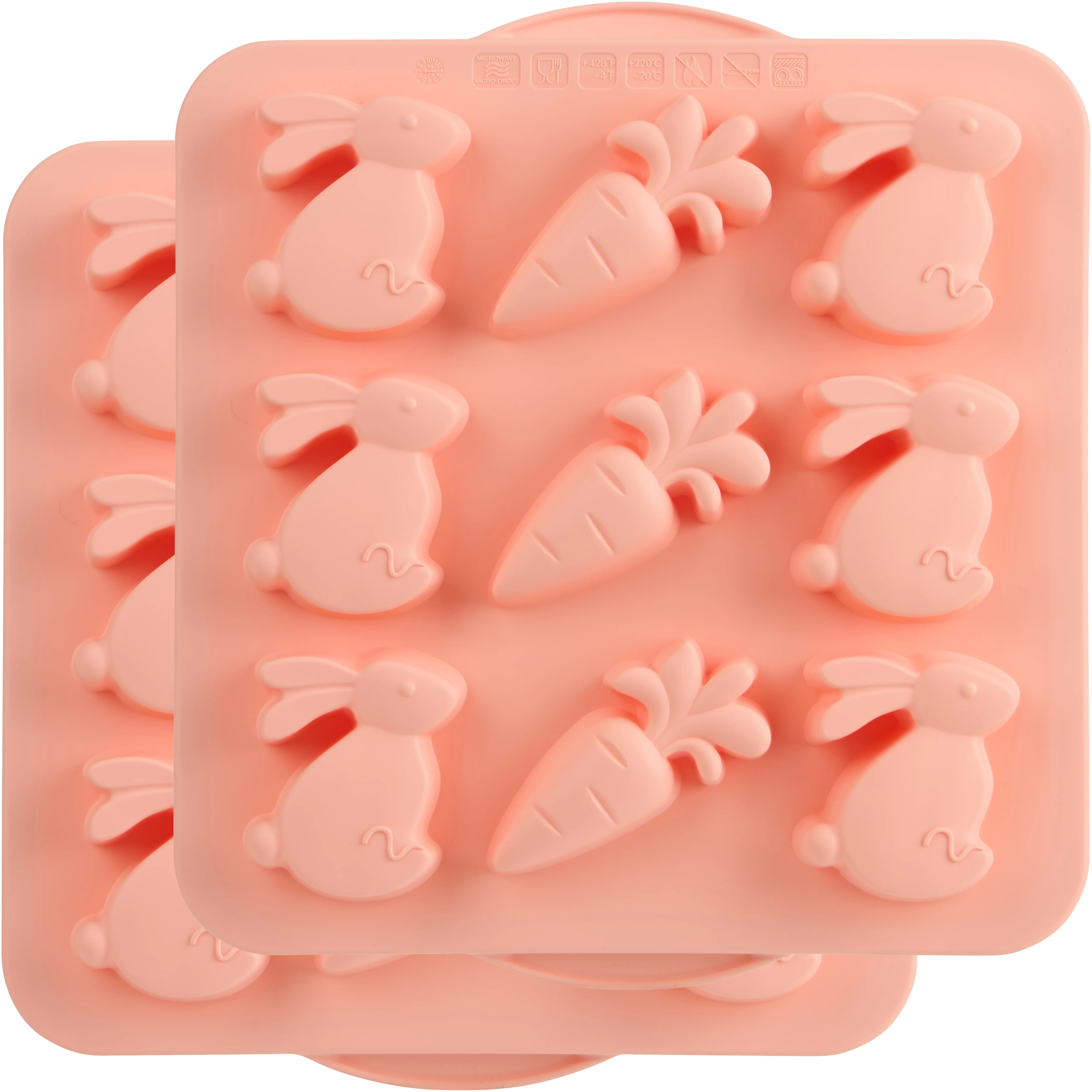 Trudeau Pink Easter Muffin Pan, Structured Silicone, 9 Count, Square Pan, 2 Pans | Walmart (US)