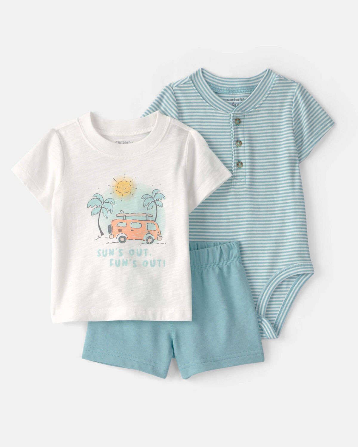 Baby Boy 3-Piece Beach Trip Striped Outfit Set - Blue/White | Carter's | Carter's Inc