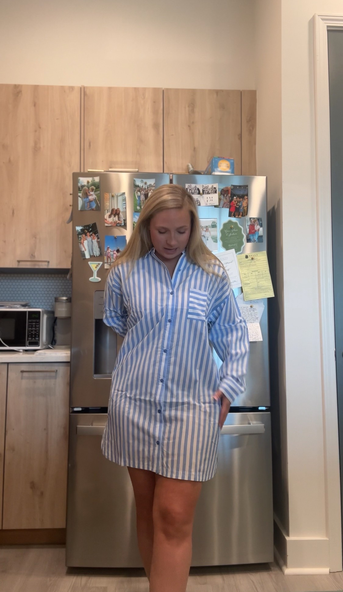 $12 Pajamas Dress…that can also be worn in public?? She’s comfy either way!!!🩵🩵🩵🩵