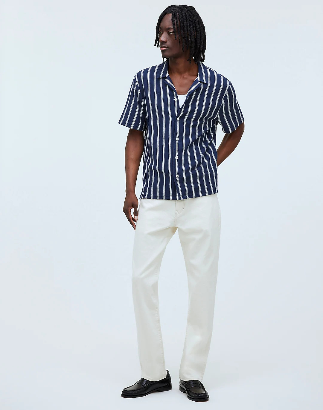 Easy Short-Sleeve Shirt in Stripe Jacquard | Madewell