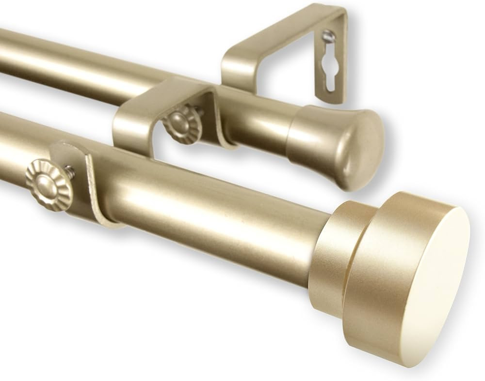 Rod Desyne 100-37-993-D Bonnet 1" OD 120-170 inch-Light Gold Double Curtain Rod Set, 120-170" | Amazon (US)