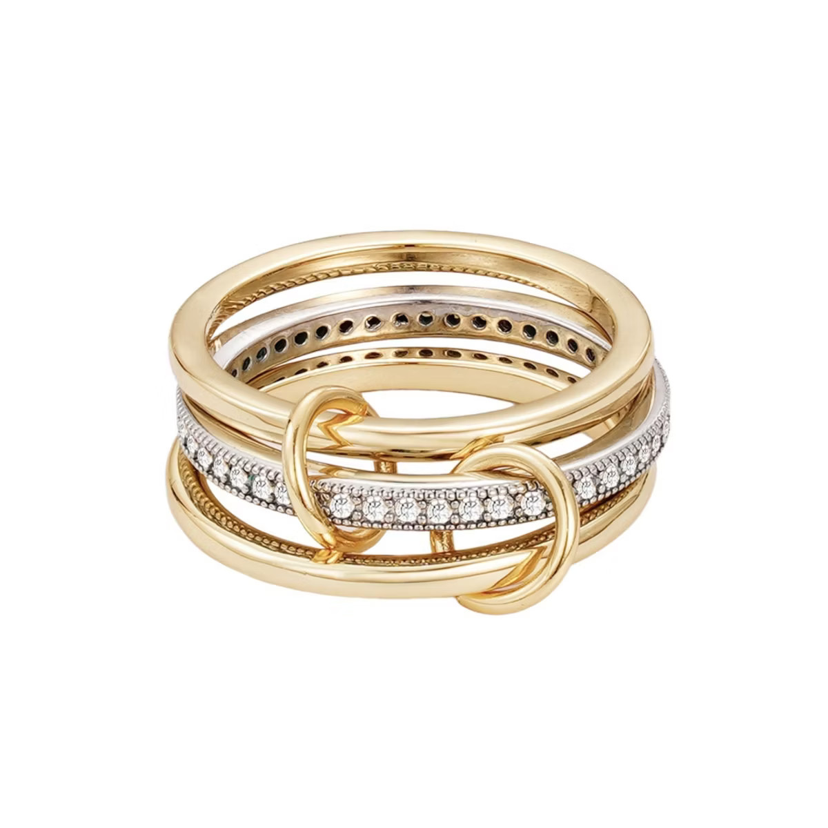 Adornia 14k Gold and Silver Plated Connected 3-Piece Ring Stack | Target