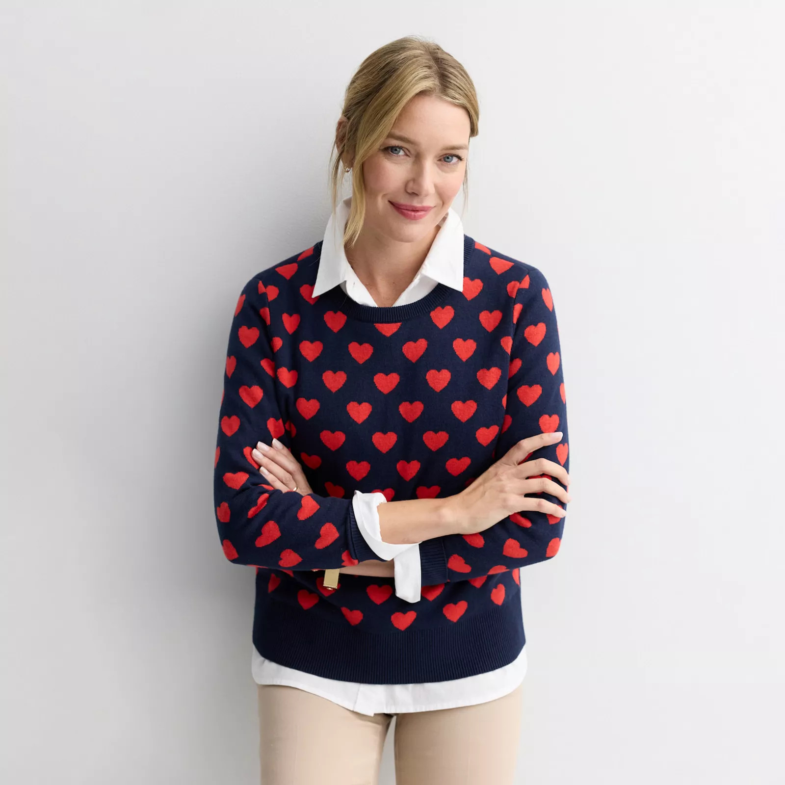 Women's Croft & Barrow® Allover Heart Pullover Sweater | Kohl's