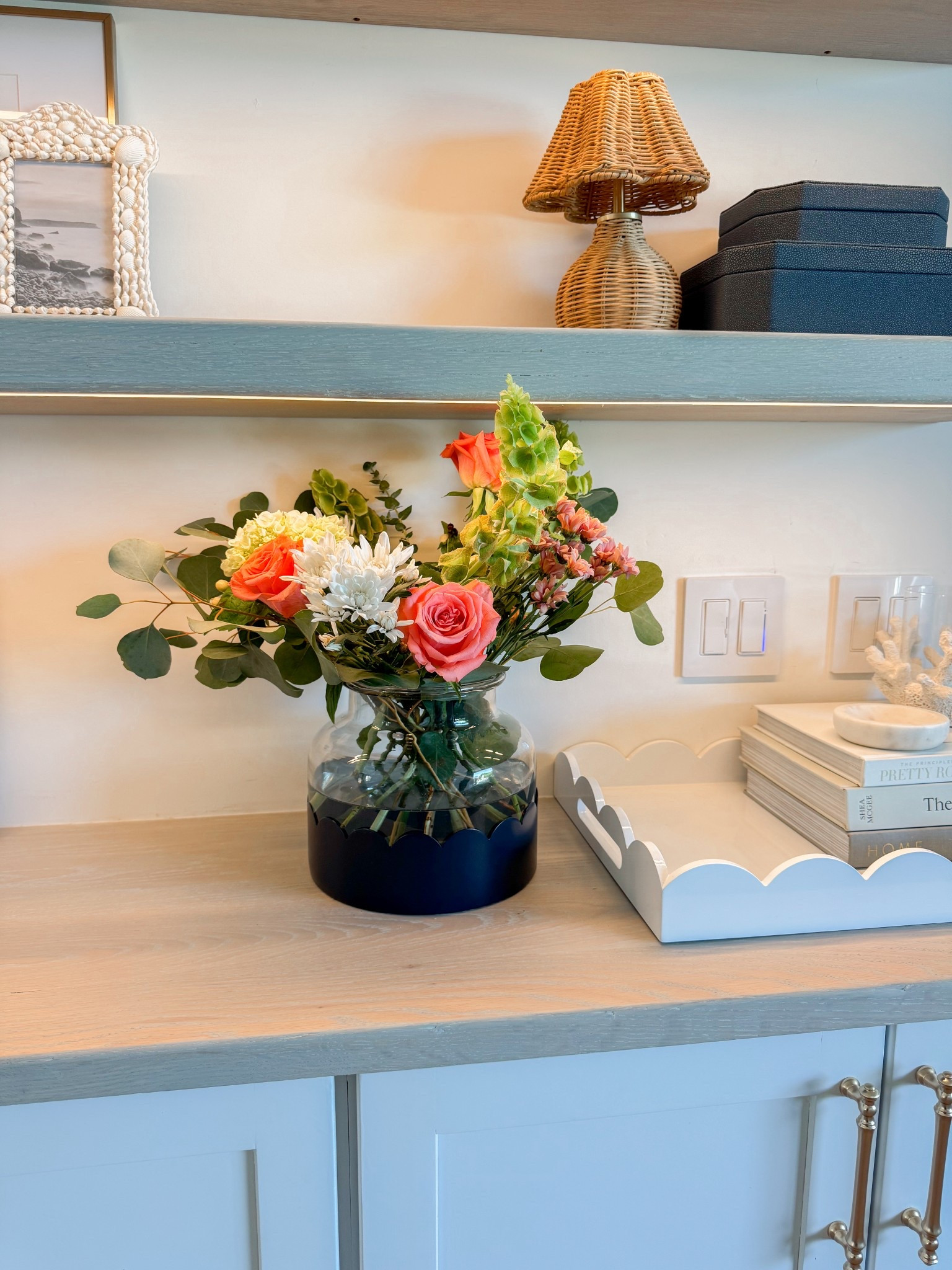 The most adorable scalloped trim vase that you can change out to cream! @etuhome 

#LTKMothersDay #LTKHome #LTKSeasonal