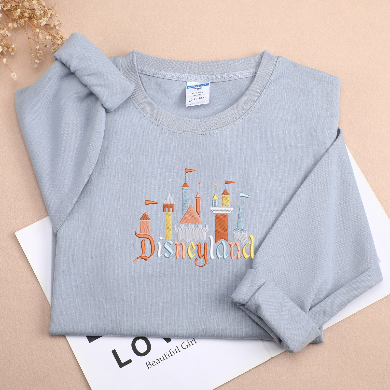 EMBROIDERED Custom Disney Sweatshirt Castle Embroidery - Etsy | Etsy (US)