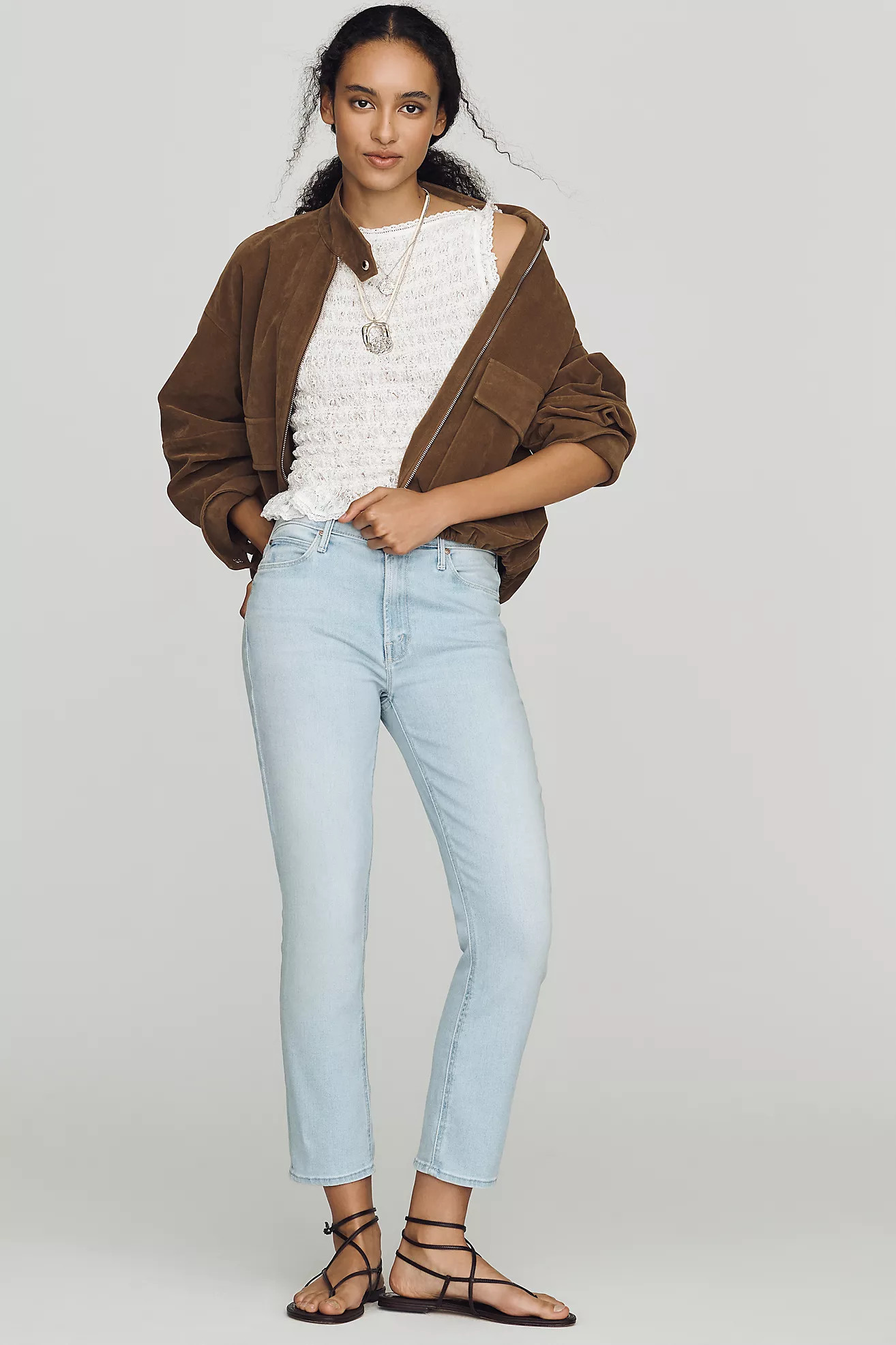 MOTHER Dazzler Crop Mid-Rise Straight Jeans | Anthropologie (US)