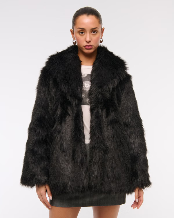 Shawl Collar Faux Fur Coat | Abercrombie & Fitch (US)