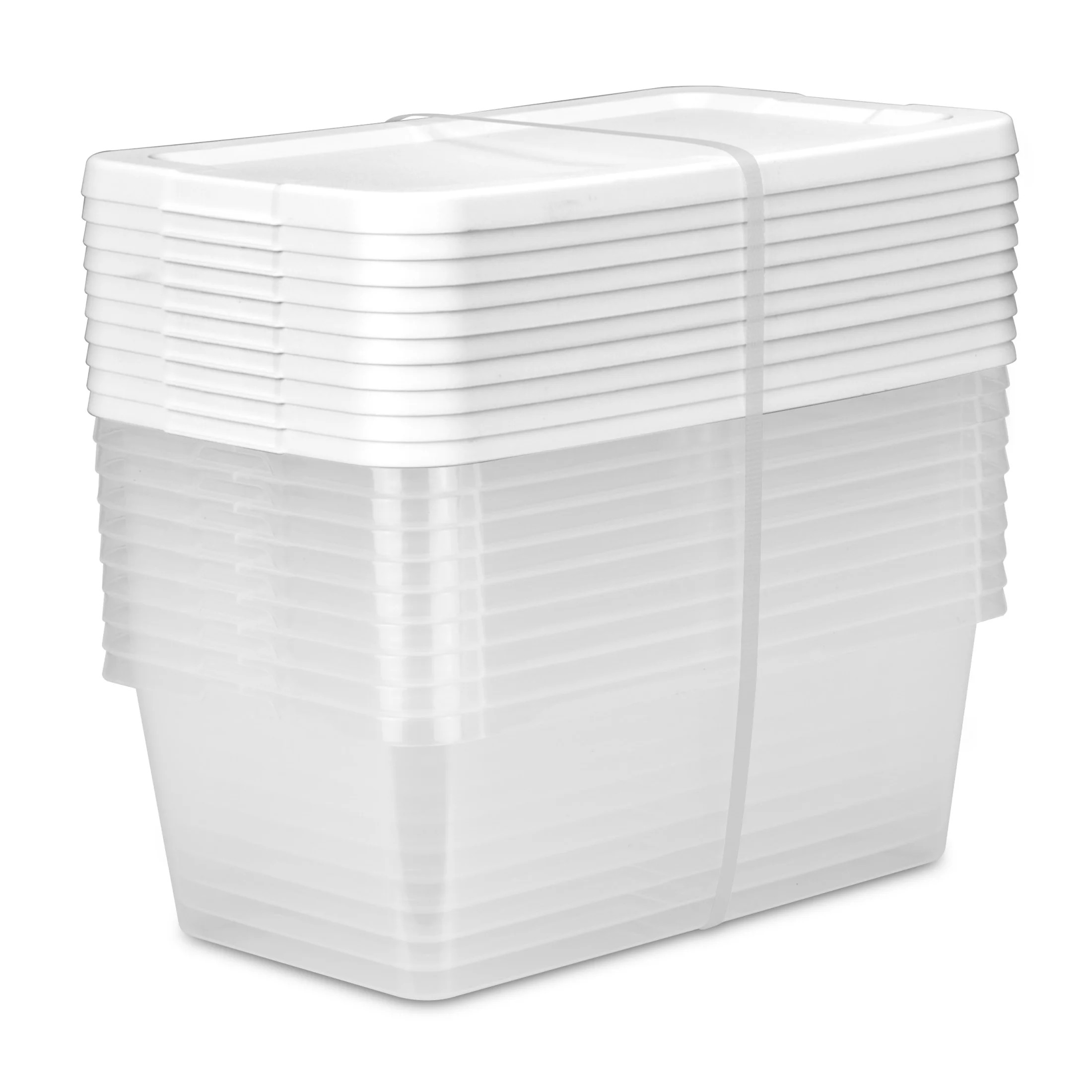 Sterilite Set of (10) 6 Quart Storage Boxes, Clear Plastic Storage Bin with Snap-On Lid, White | Walmart (US)